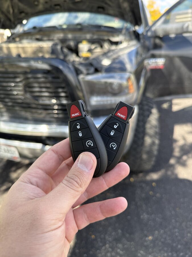 Pair of Dodge Ram fobik key fobs replaced and programmed in Spokane Valley, WA
